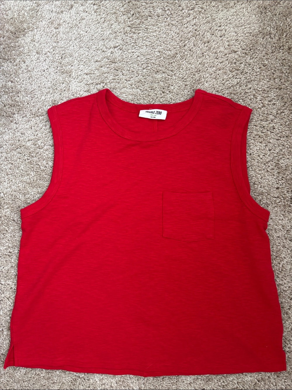 Double Zero Red Sleeveless Pocket Tank Top